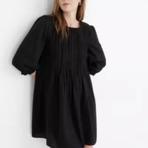 Madewell Black Embroidered Pintuck Mini Dress, S